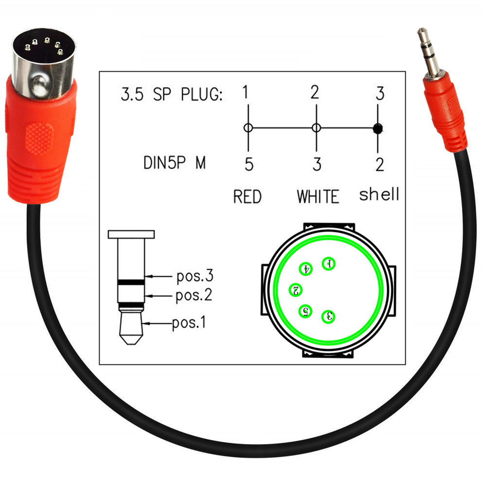 3.5mm to MIDI 5-Core Din Digital Audio Output Cable