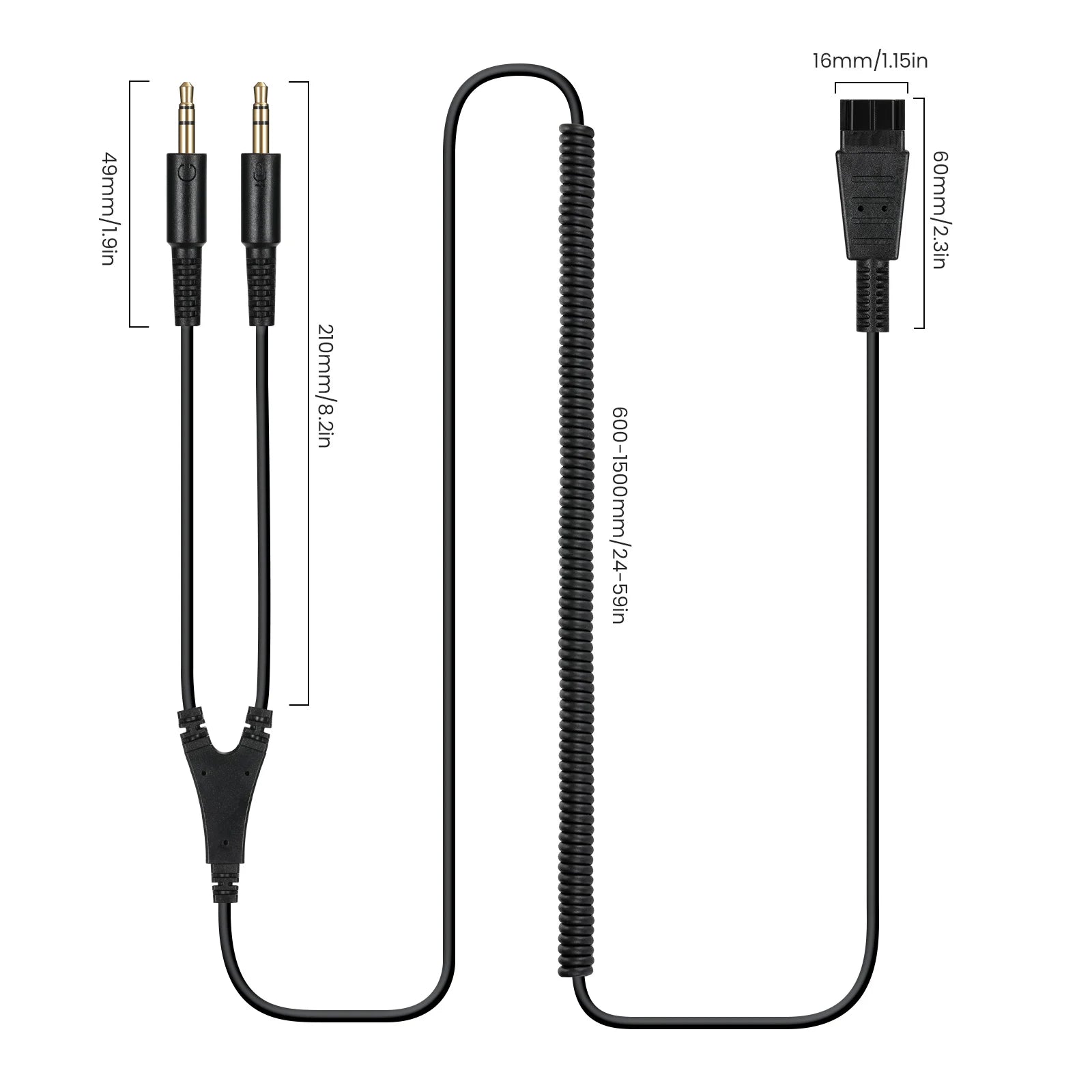 Headset QD to Dual 3.5mm Quick Disconnect Cable for Plantronics Headsets