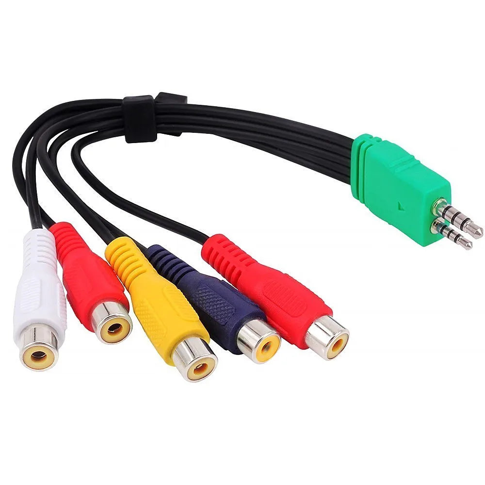 3.5mm Male & 2.5mm Male to 5 RCA Female Audio Video AV Cable