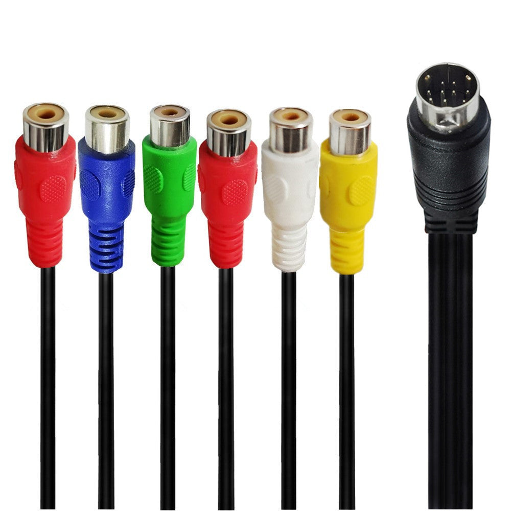 10Pin Din Male to 6 RCA Female Composite Cable 0.3m