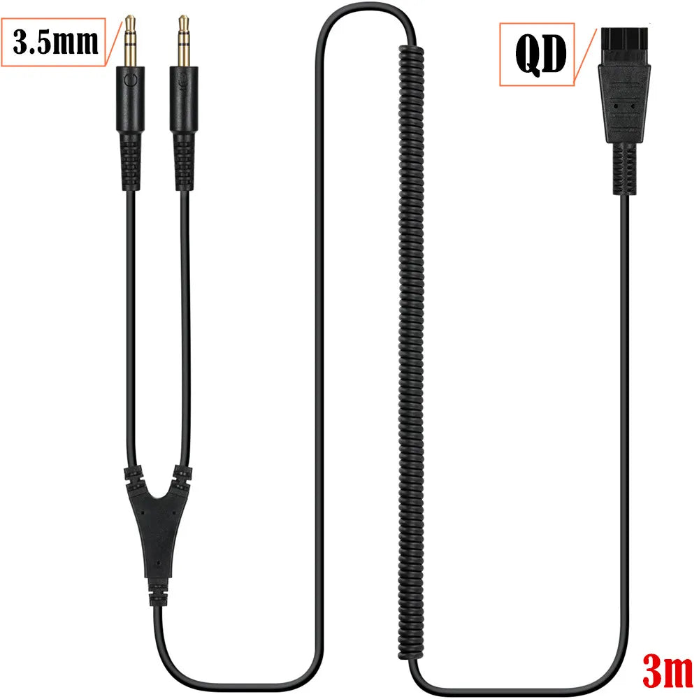 Headset QD to Dual 3.5mm Quick Disconnect Cable for Plantronics Headsets