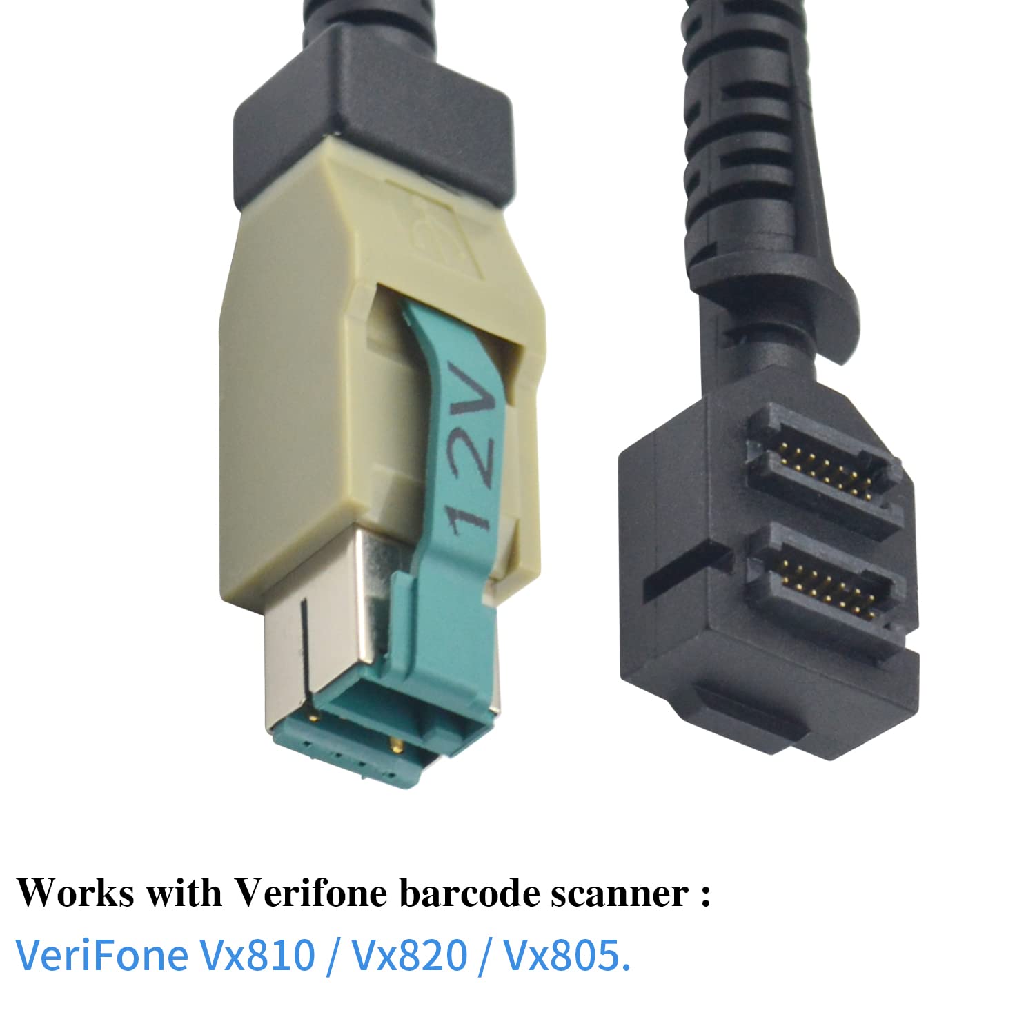 Scanner cable for Verifone VX820 dual 14-pin IDC female to 12V powered USB8P