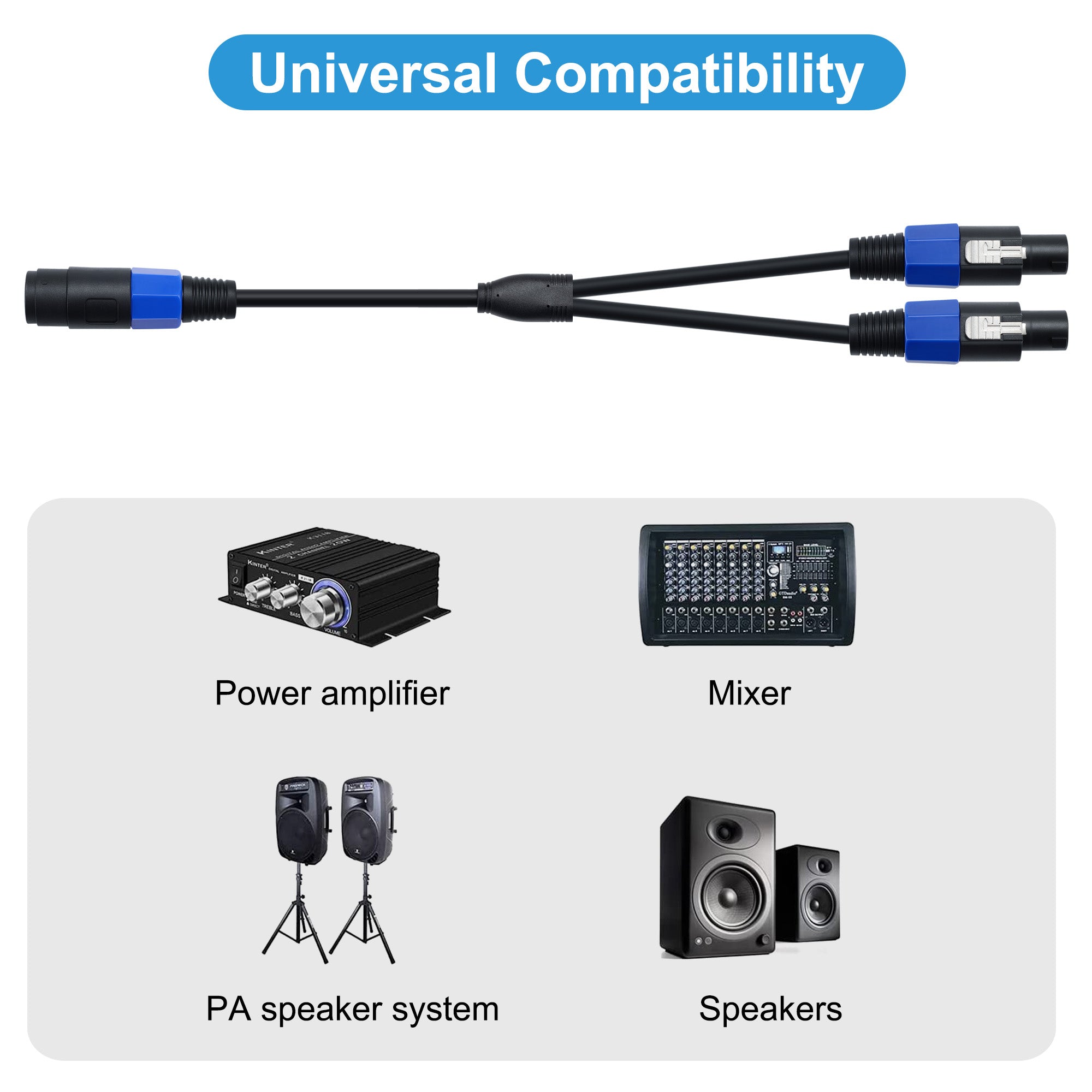 Speaker Female to Dual Male Break Out Cable 0.5m