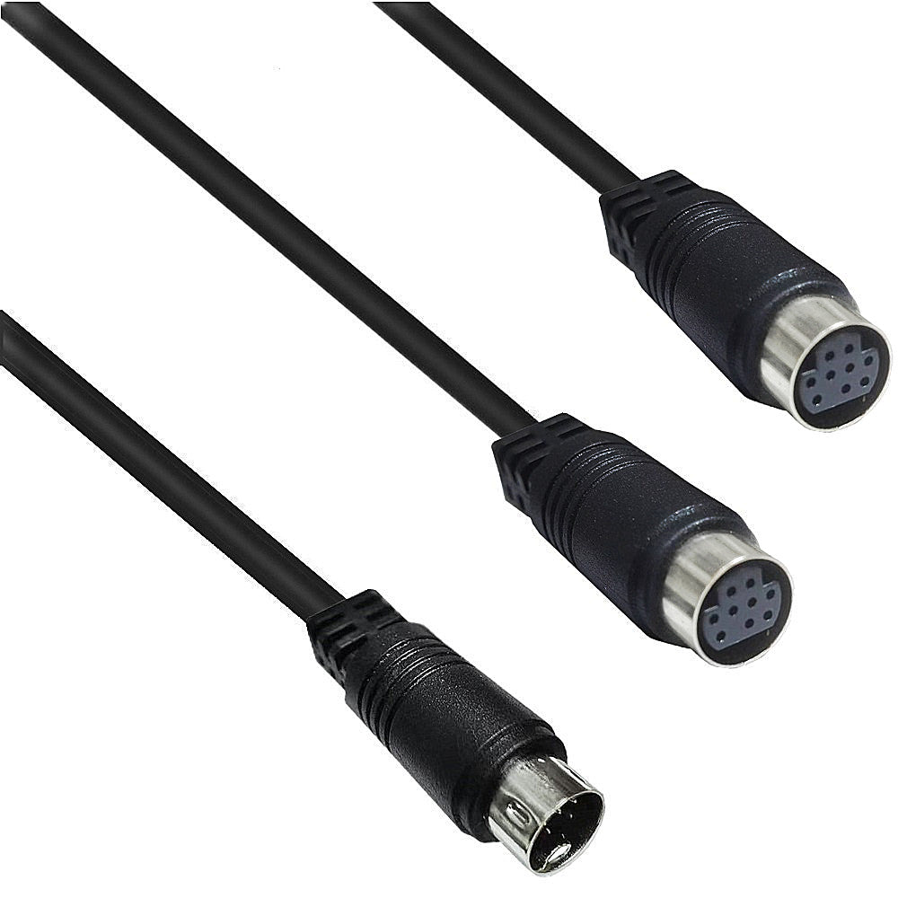 Mini Din 9-Pin Male to Dual Female Y Splitter Audio Cable 0.5m