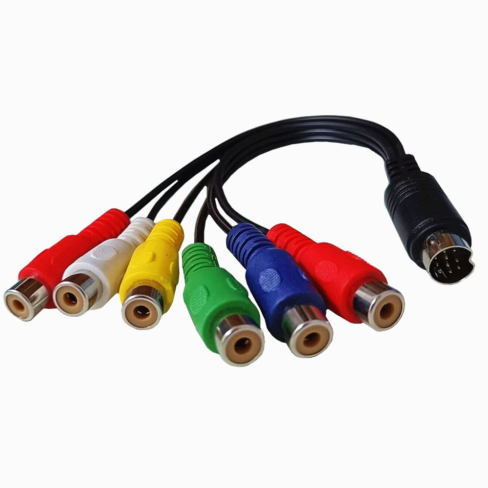 10Pin Din Male to 6 RCA Female Composite Cable 0.3m