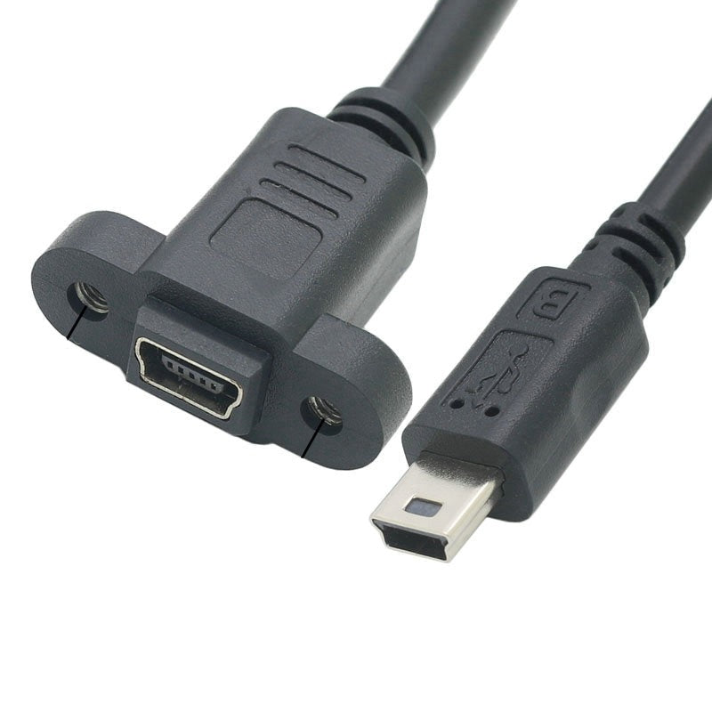 Mini USB B 5 Pin Male to Female Socket Panel Mount Extension Cable 0.3m