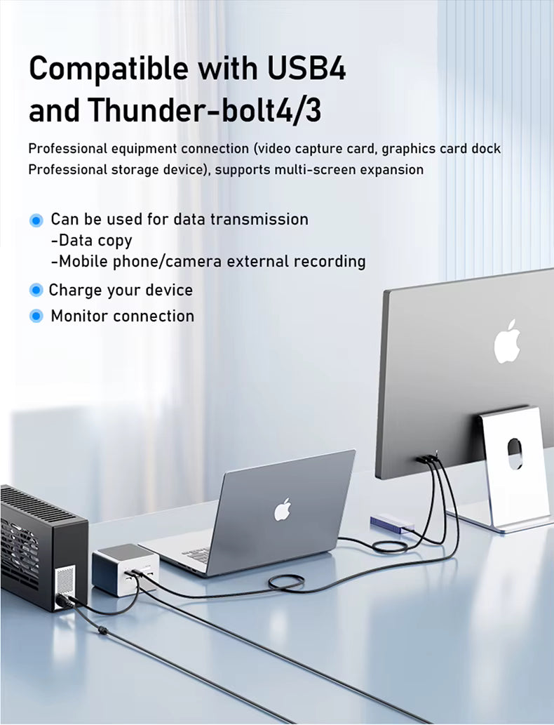 USB-C Thunderbolt 5 cable 120Gbps 240W PD 16K display nylon braided