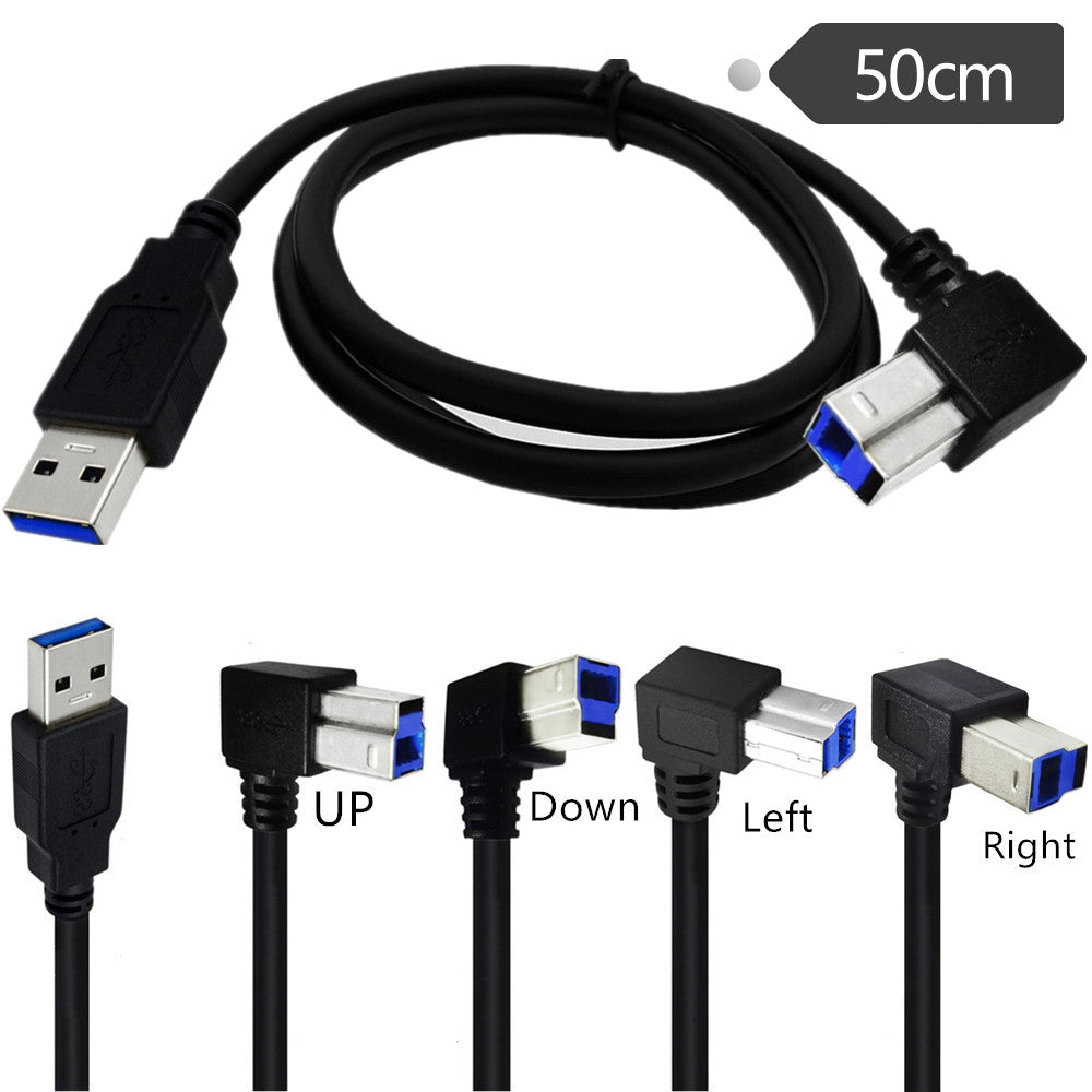 USB 3.0 A Male to B Type Male Angled Cable 0.5m