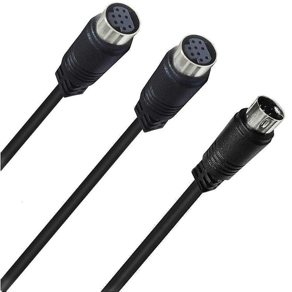 Mini Din 9-Pin Male to Dual Female Y Splitter Audio Cable 0.5m