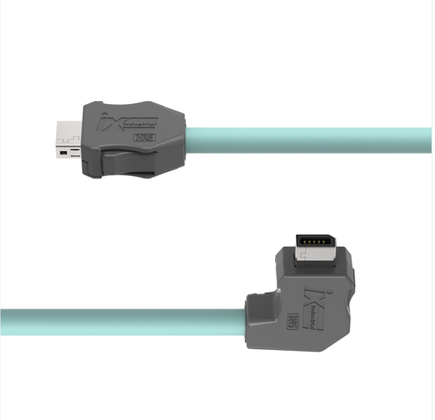 Shielded IX A-Key upward angled Ethernet cable TPE