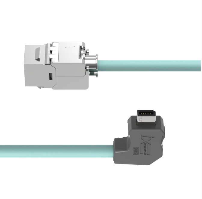 Shielded TPE teal industrial Ethernet cable assembly