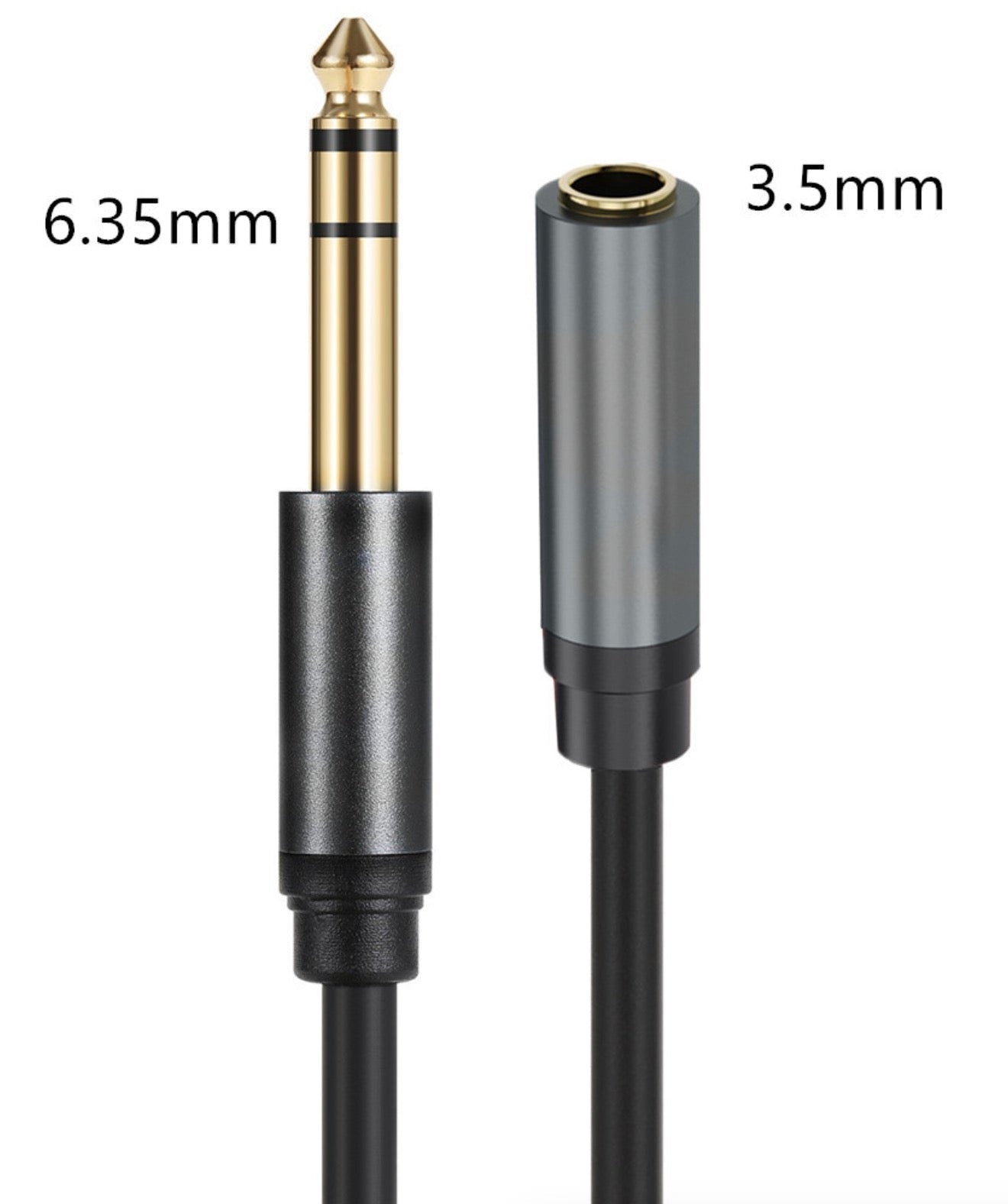 6.35mm TRS male to 3.5mm TRS female stereo extension cable