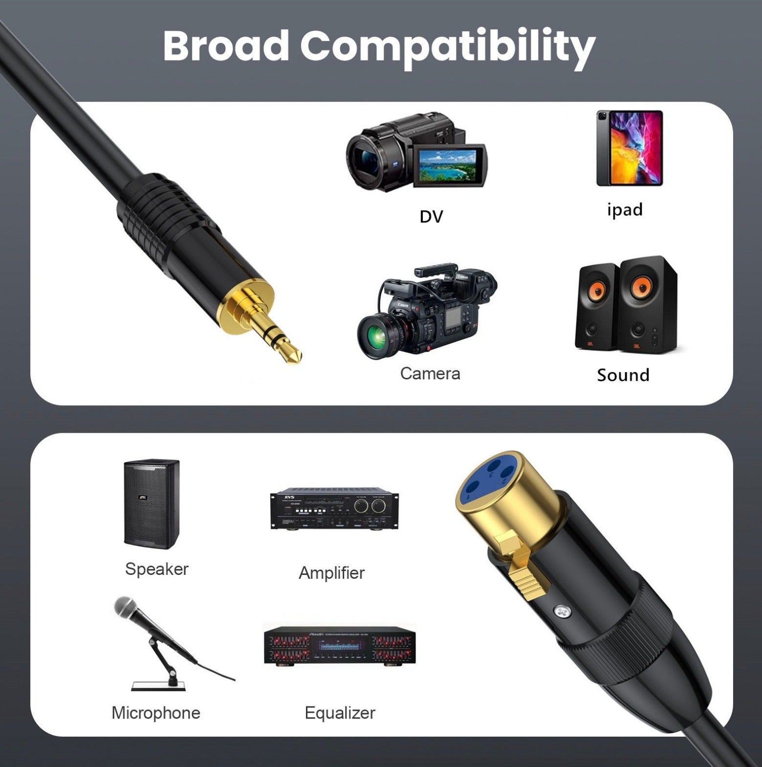 1/8 inch stereo to XLR female balanced lead