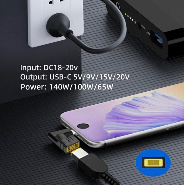 ThinkPad X1 rectangle jack to USB C power adapter