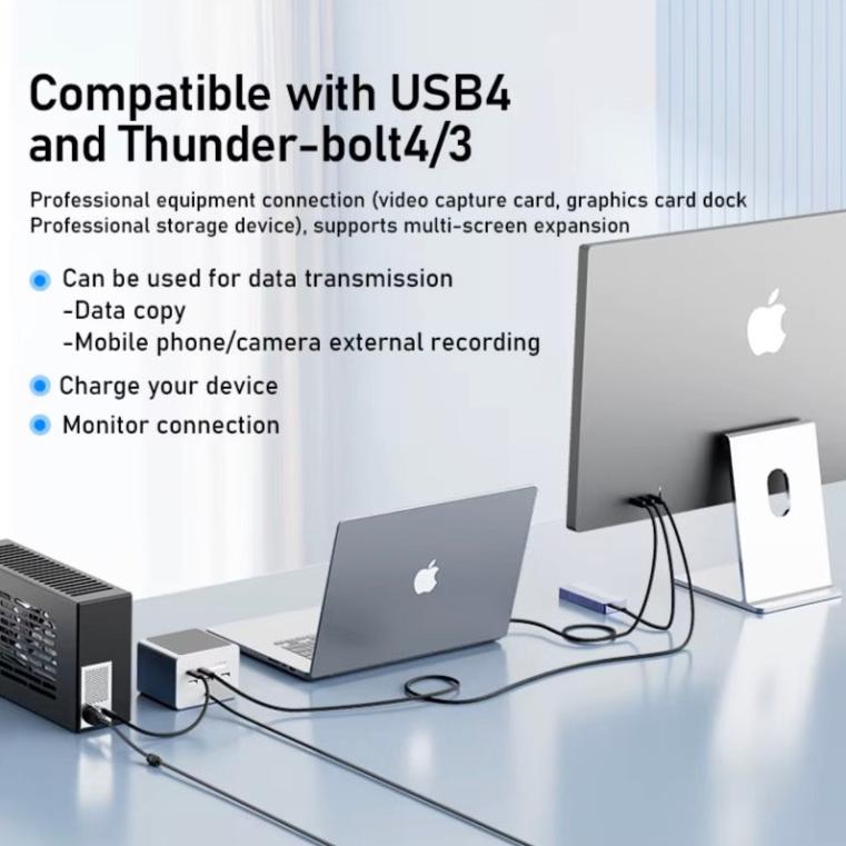 USB4 Thunderbolt 5 fast charging cable for laptop and dock