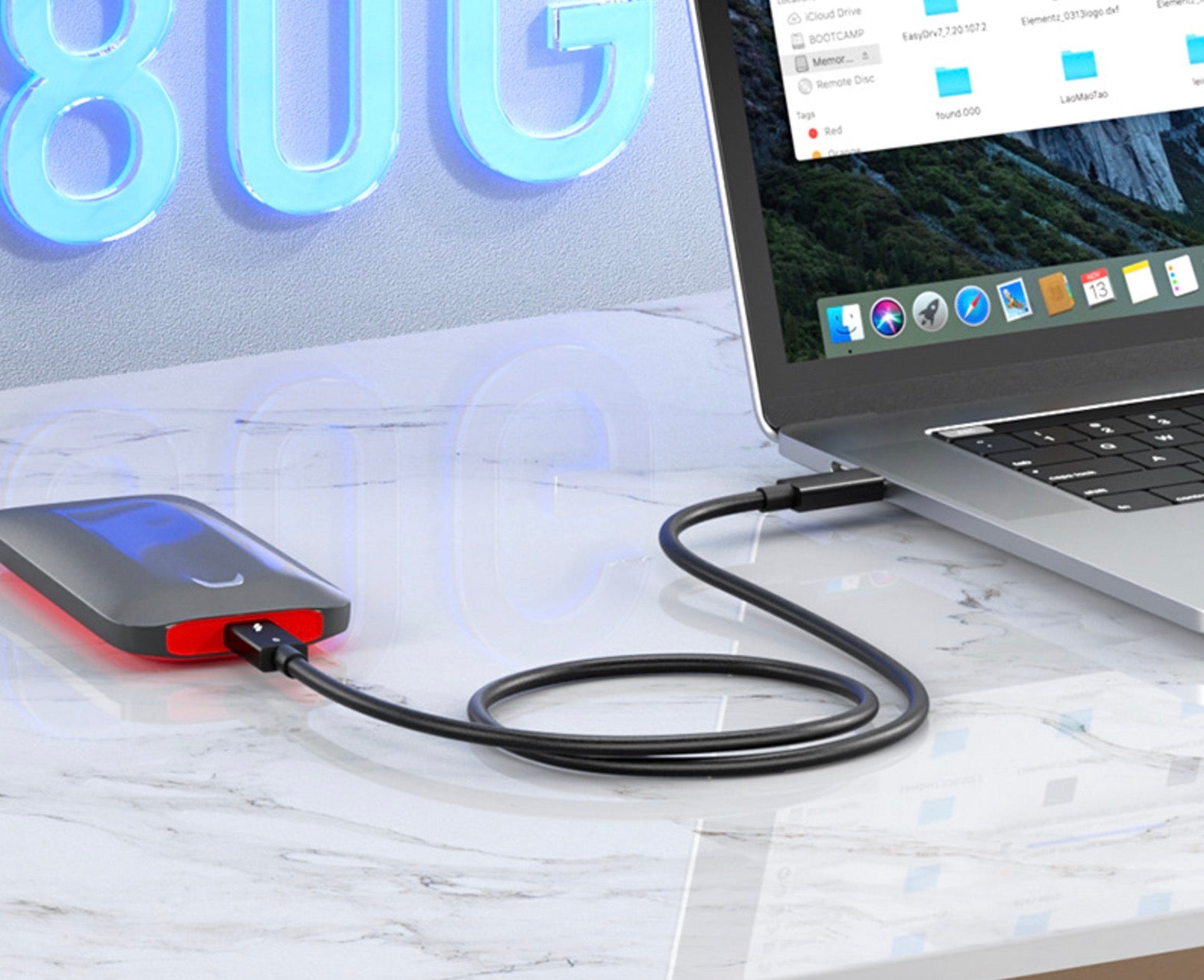 USB-C 80Gbps data and charging cable Thunderbolt 5