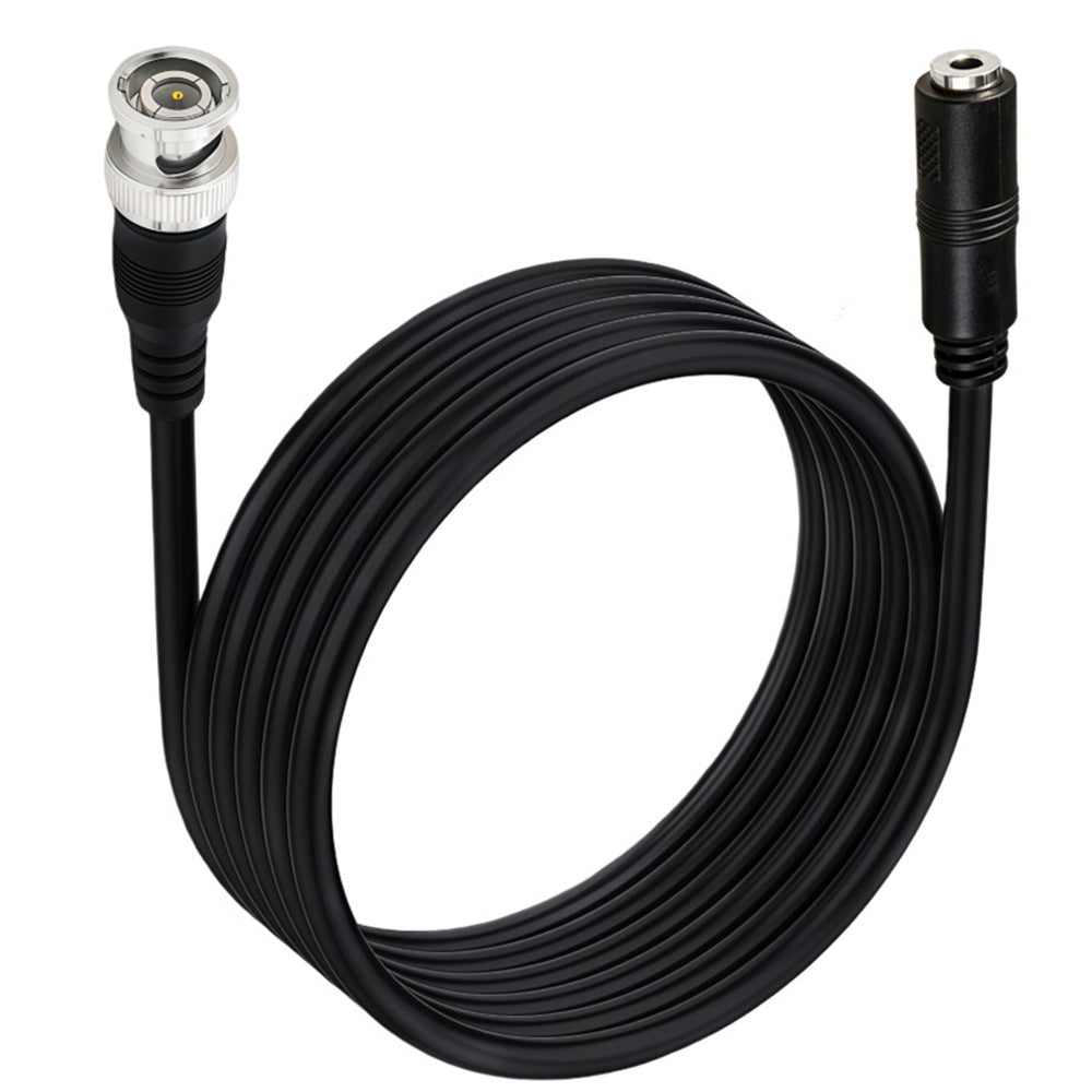 Black cable with BNC connectors on a white background