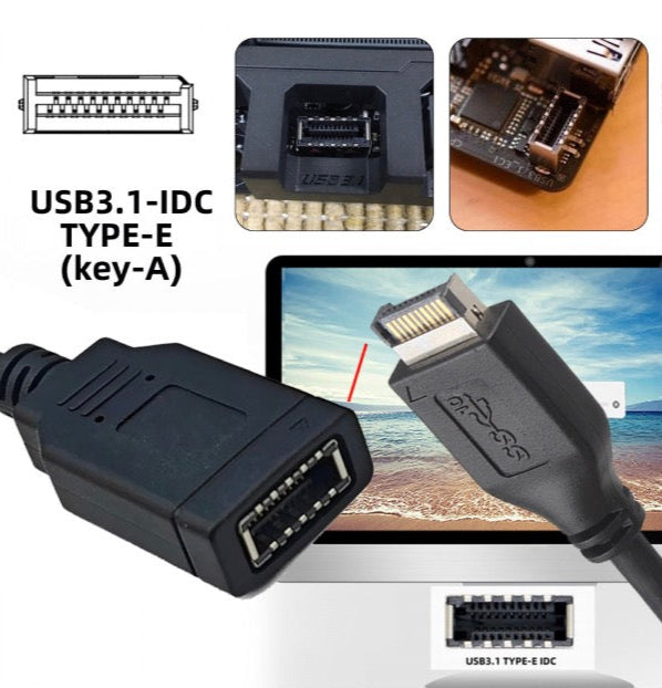 Type A and Type E to USB 2.0 9Pin 10Pin motherboard header female extension cable