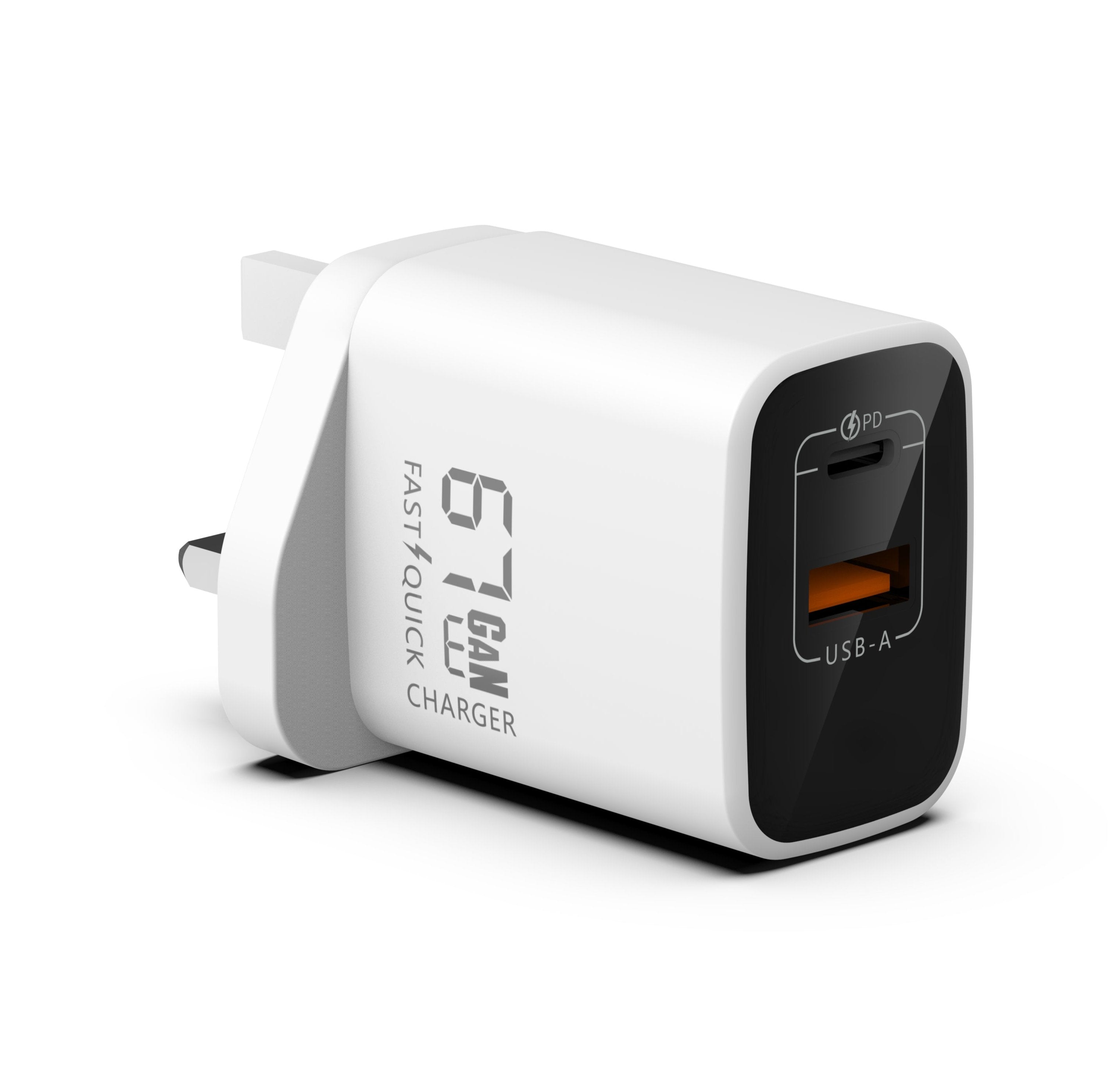 67W USB C Charger Plug, 2 Ports Type C PPS PD 3.0 Fast Power Adapter | UK Wall Plug Travel Charger