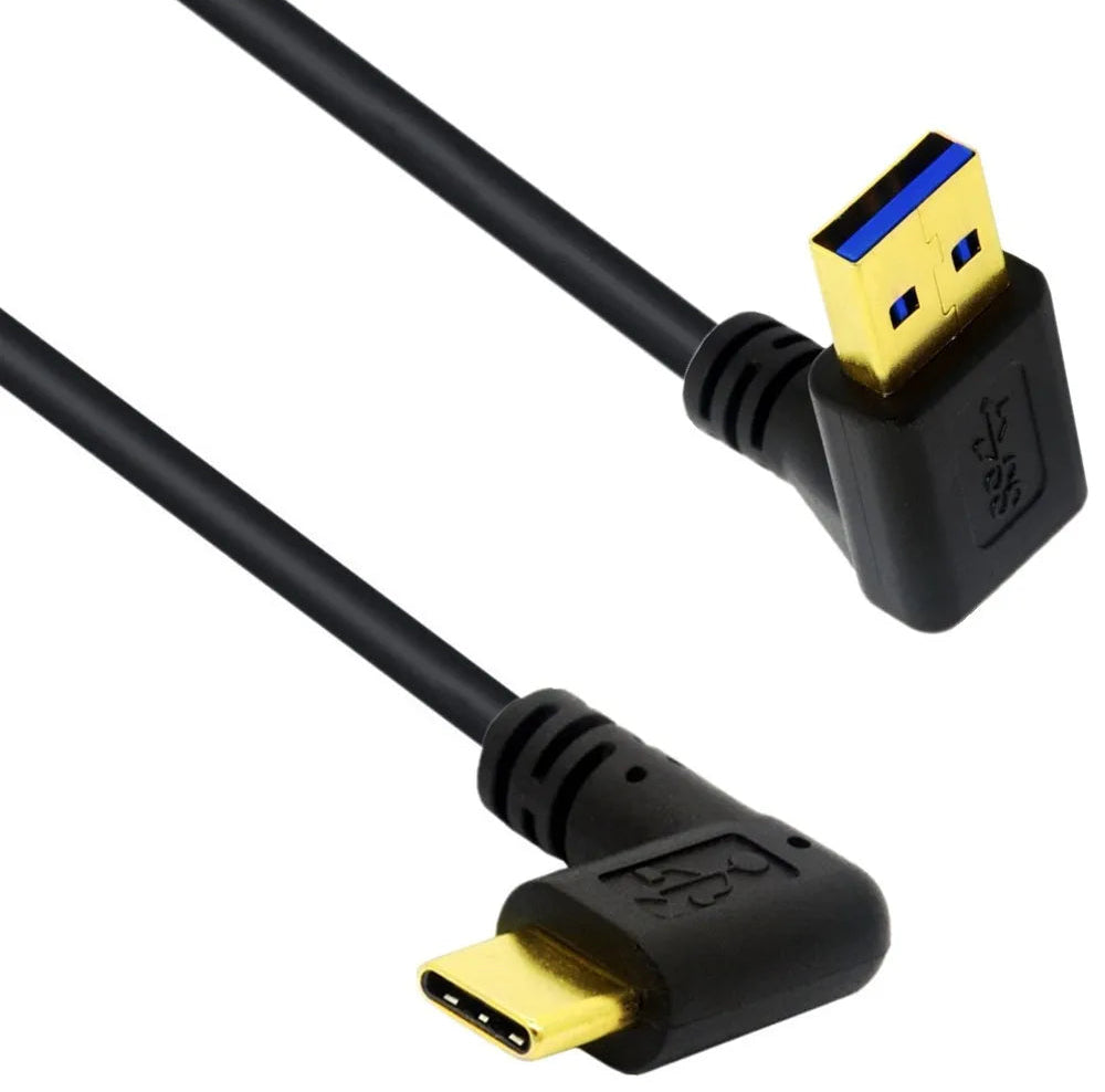 USB-A 3.0 up-angle to USB-C data sync and charging cable 0.25m
