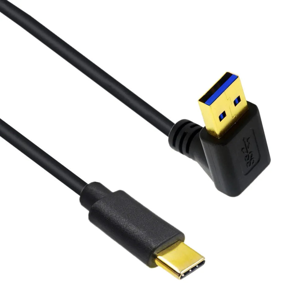 USB-A 3.0 up-angle to USB-C cable 0.25m data sync and charging lead