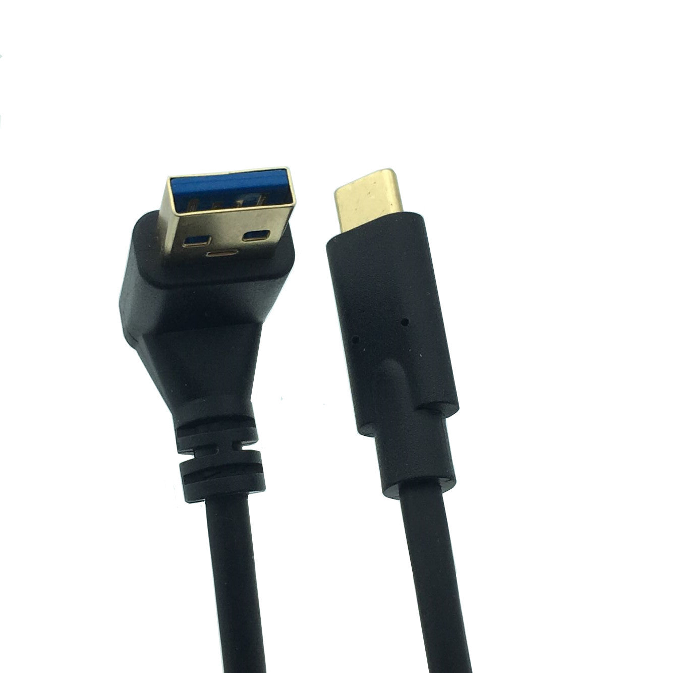 USB-A to USB-C short cable with gold-plated connectors