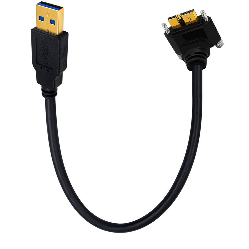 USB-A 3.0 to Micro-B down angle panel mount cable