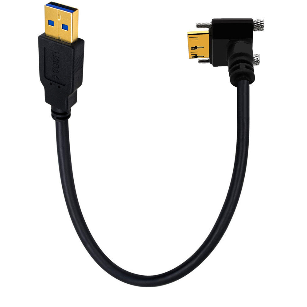 USB-A 3.0 to Micro-B up angle panel mount cable