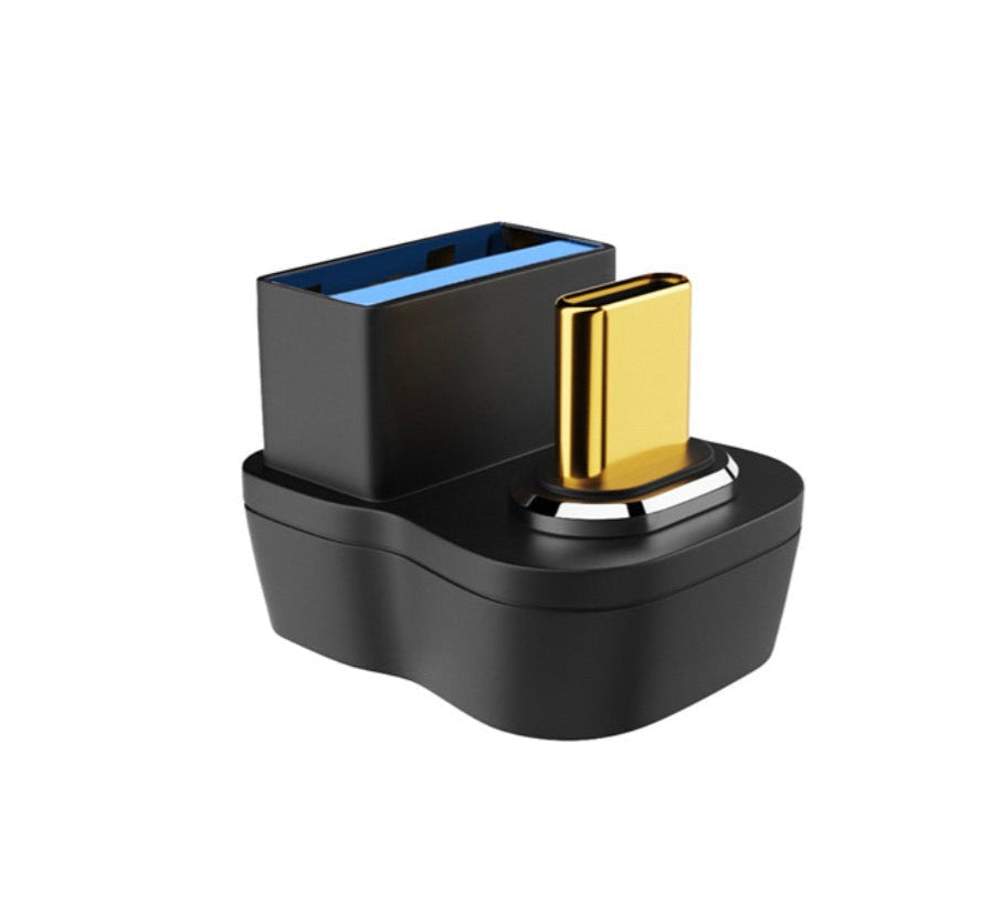 USB 3.0 Type-A female to USB-C U-shape angled male OTG host adapter 10Gbps