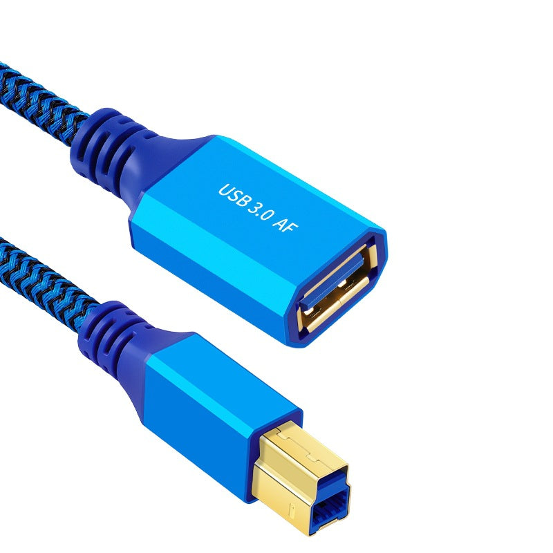 Blue USB 3.0 cable with gold connectors on a white background