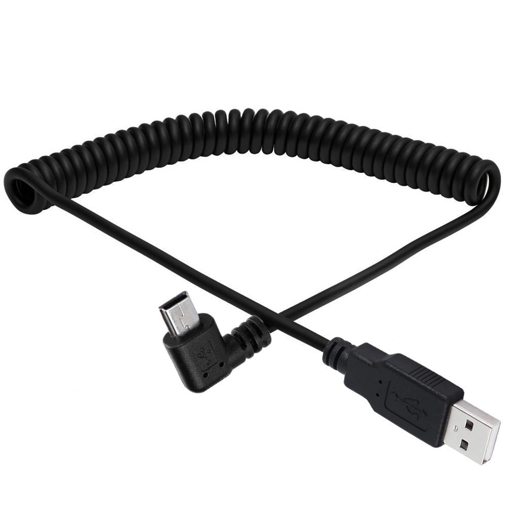 USB-A to Mini USB spiral charging lead