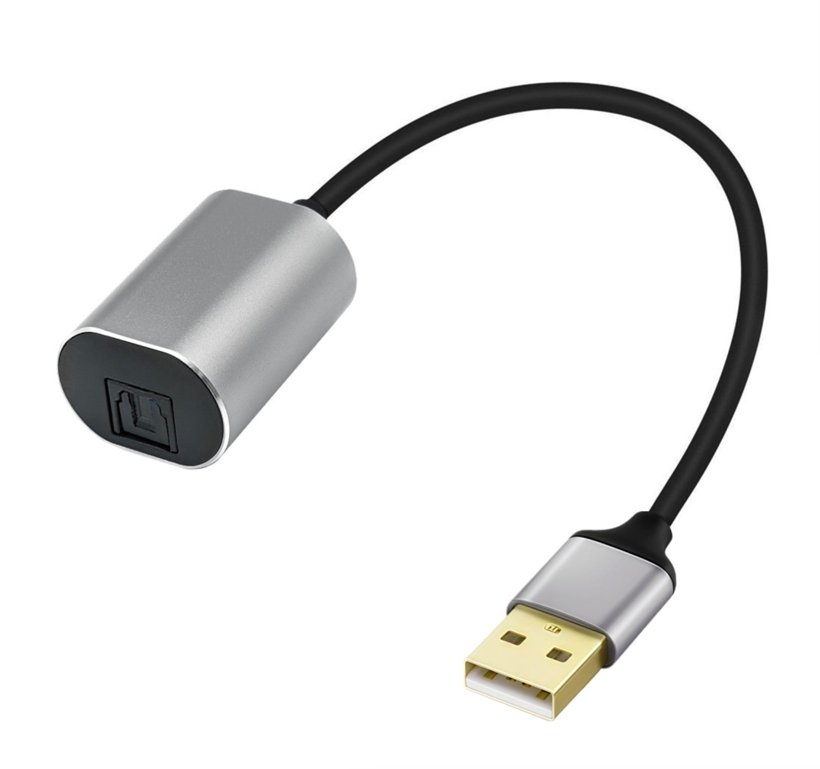 USB adapter with black cable on a white background