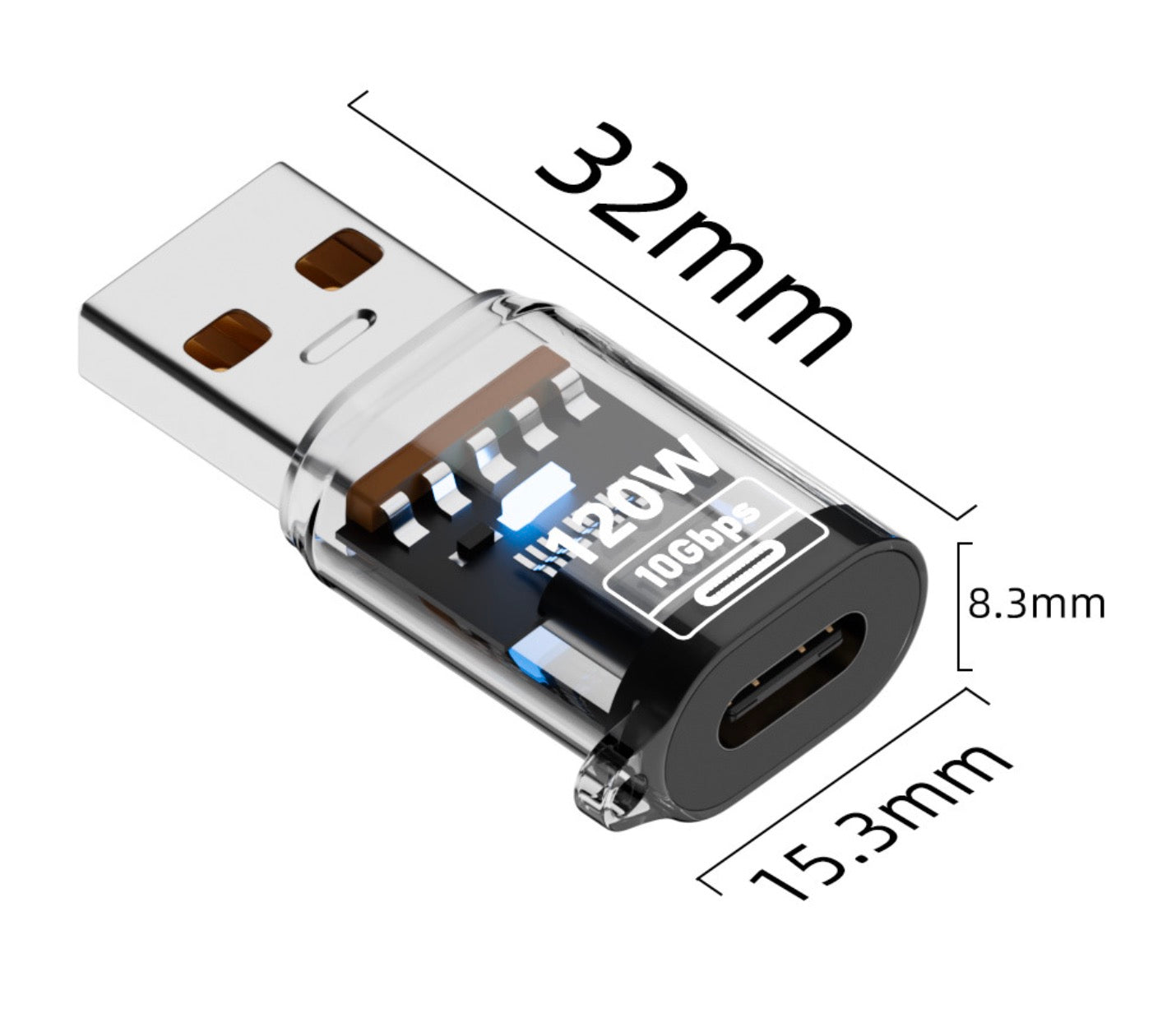 USB A male to USB C female adapter for charging and data