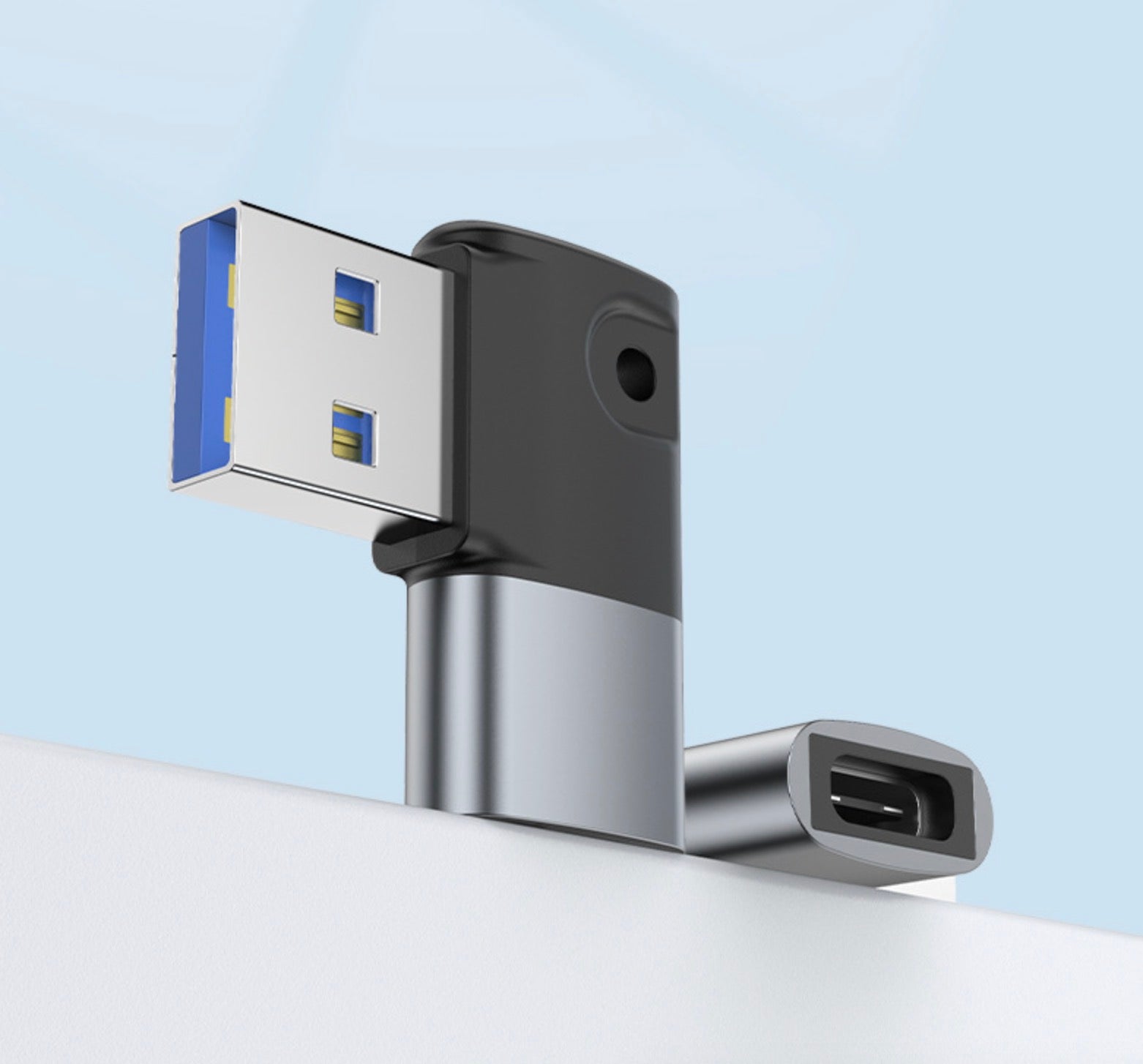 USB 3.0 A male angled to USB-C female OTG adapter right angle converter