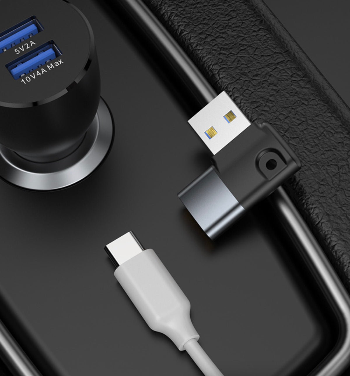 Compact USB 3.0 to USB-C female adapter with keychain attachment