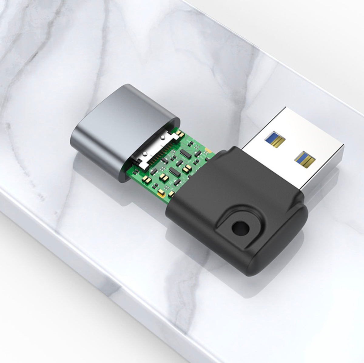 USB-A male to Type-C female OTG adapter for laptops and desktops