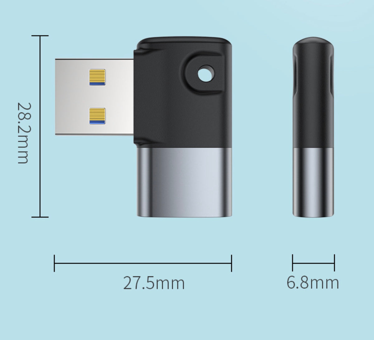 USB 3.0 A male angled to USB-C female OTG adapter right angle converter