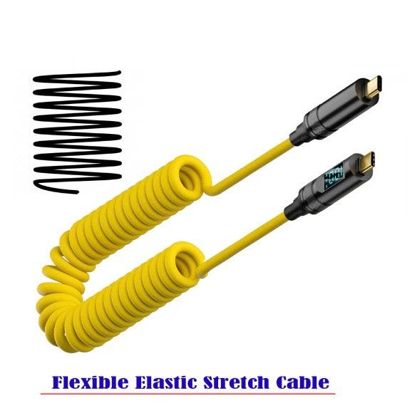 USB-C male to male coiled fast charging cable