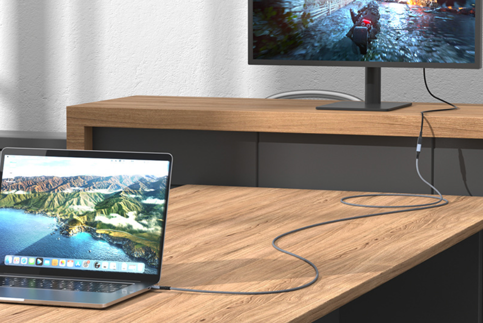 Braided USB-C 3.2 extension cable male to female supporting 20Gbps and 100W PD