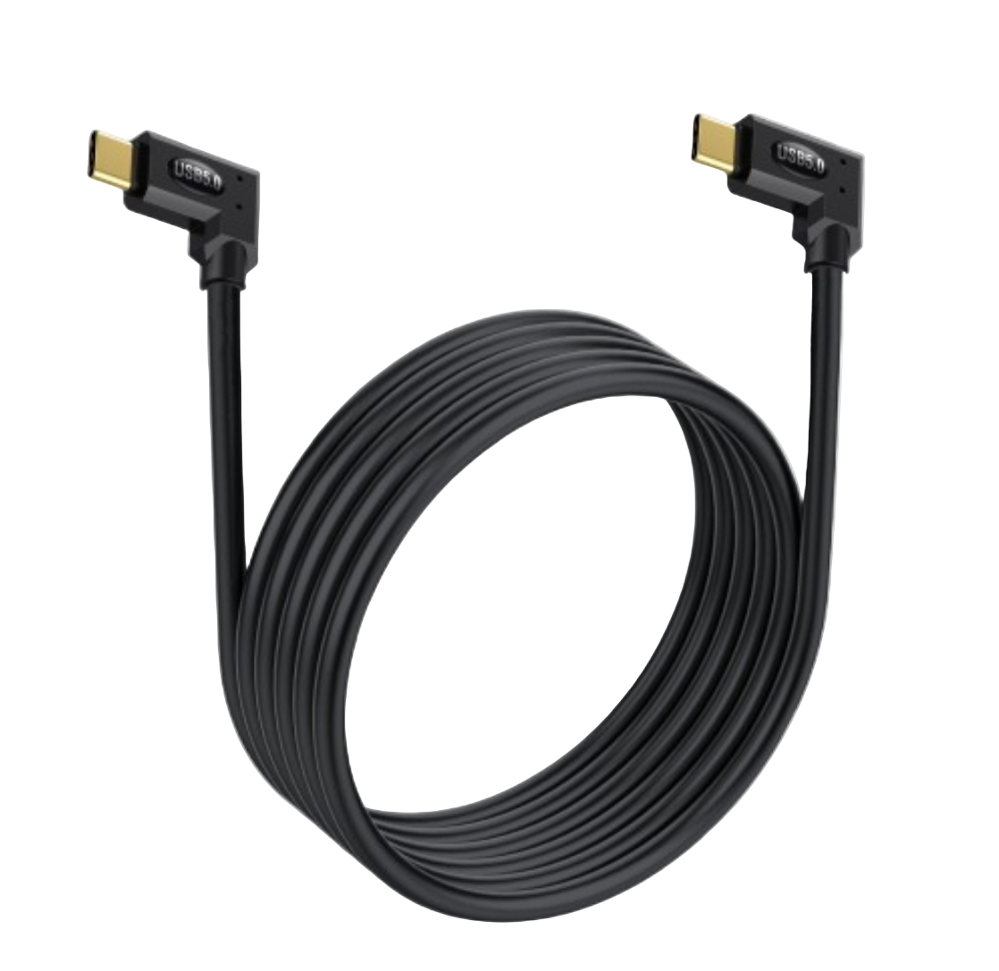 USB-C 5 dual angled cable with 80Gbps data speed, 240W power delivery, and 16K dual 8K display support