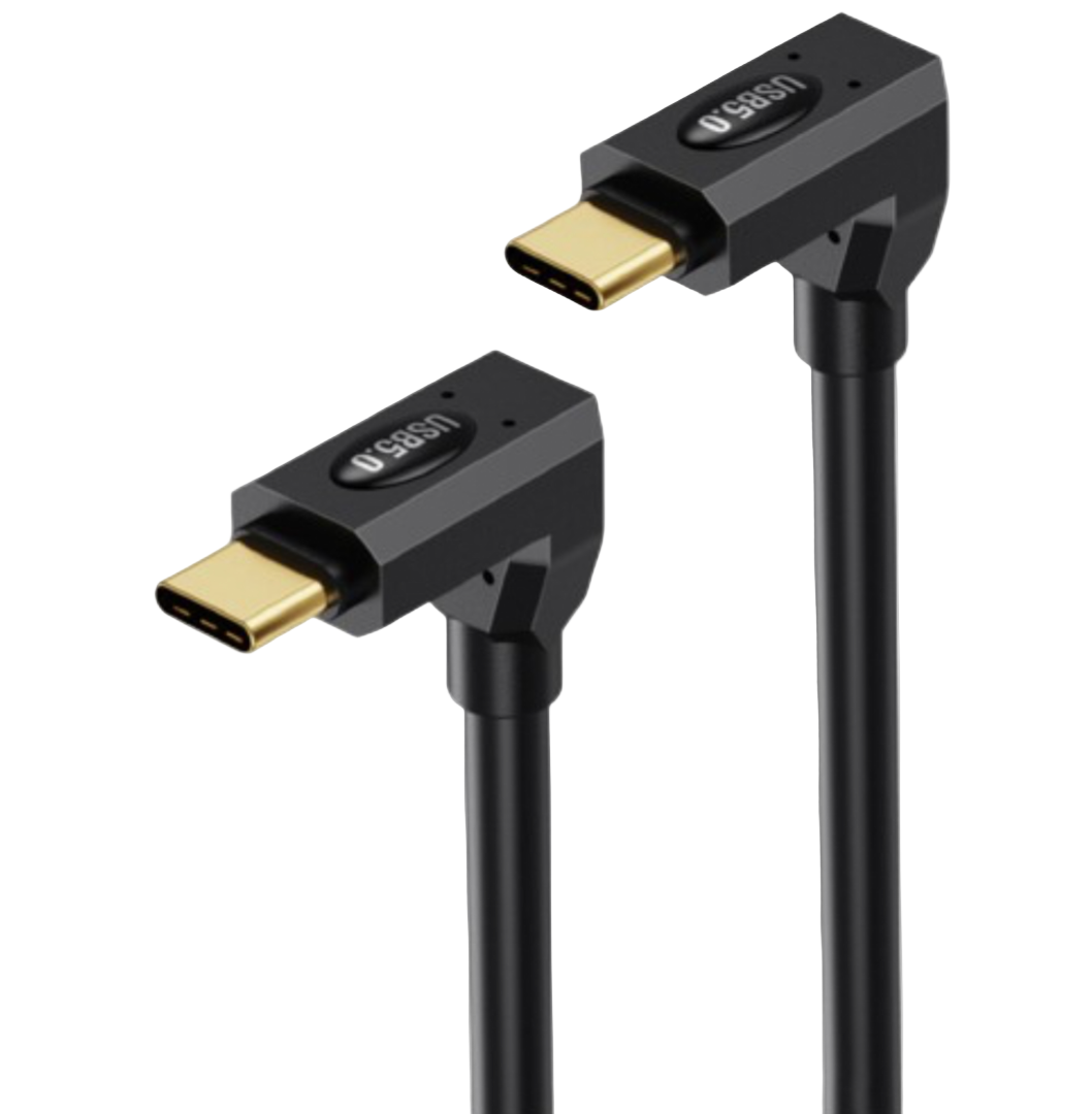 Two black USB cables with gold connectors on a white background