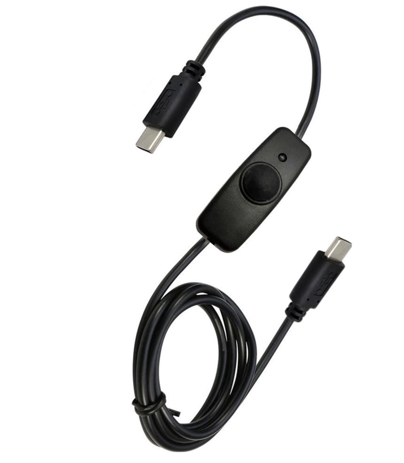 USB C cable with inline power switch and LED