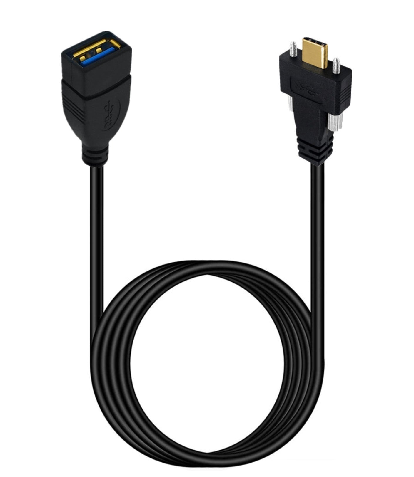 USB-C dual screw locking connector to USB 3.0 Type-A female OTG extension cable