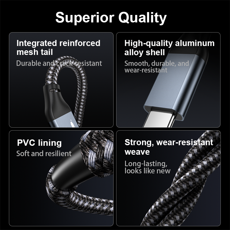 Product features with text on a black background