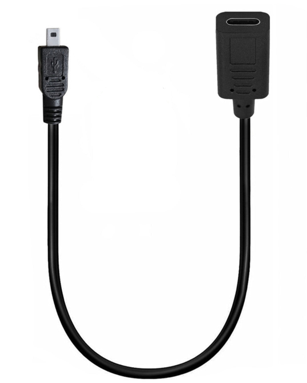 USB-C female to 8 pin Mini-B male data sync and power supply camera cable
