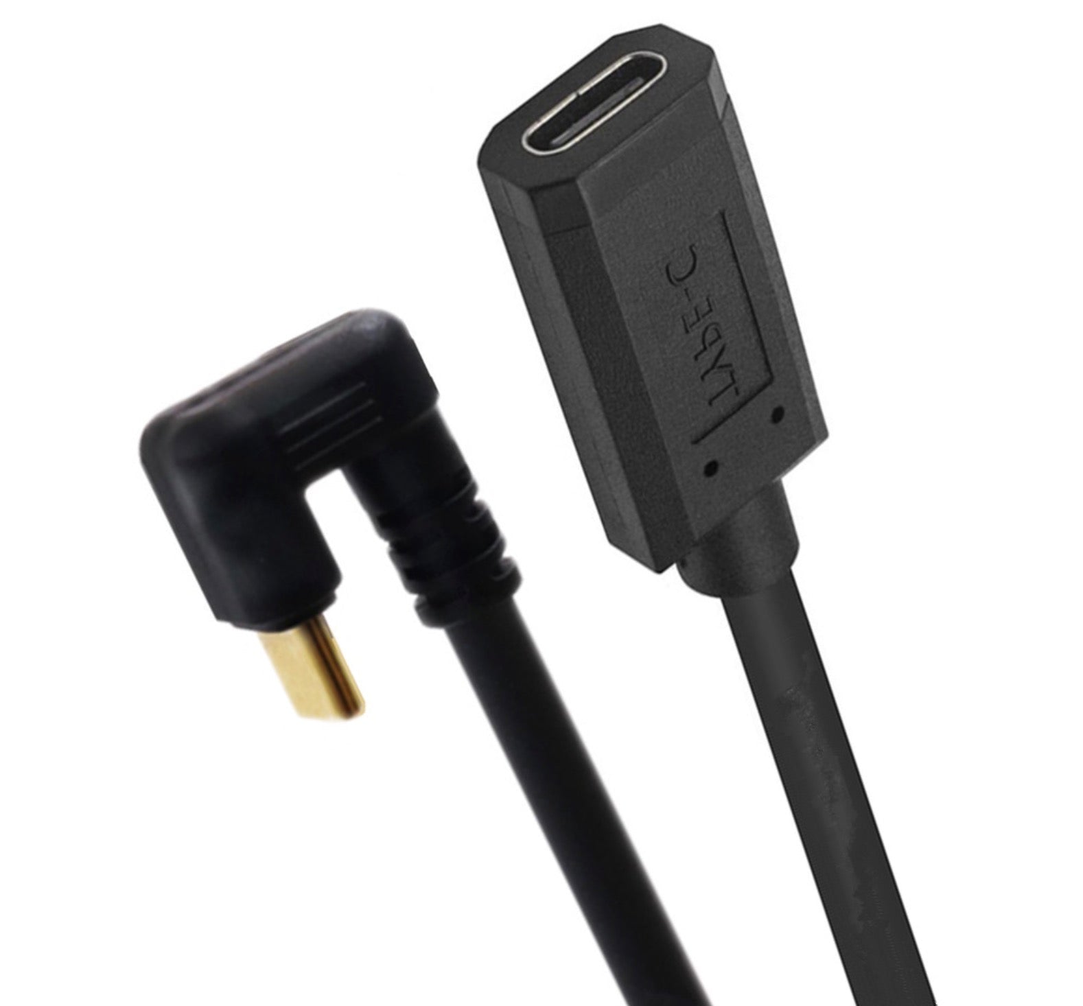 Black USB-C to micro-B adapter cable on a white background