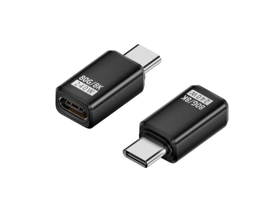 USB-C PD adapter USB4.0 male to female extension connector supporting 240W power delivery and 80Gbps data transfer
