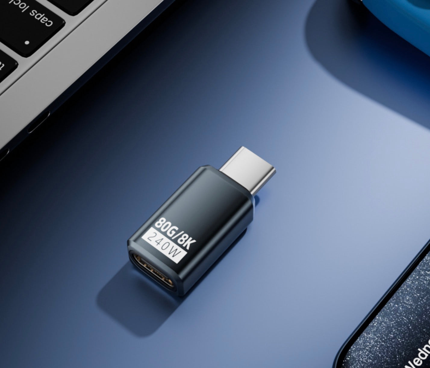 USB-C PD adapter USB4.0 male to female extension connector supporting 240W power delivery and 80Gbps data transfer
