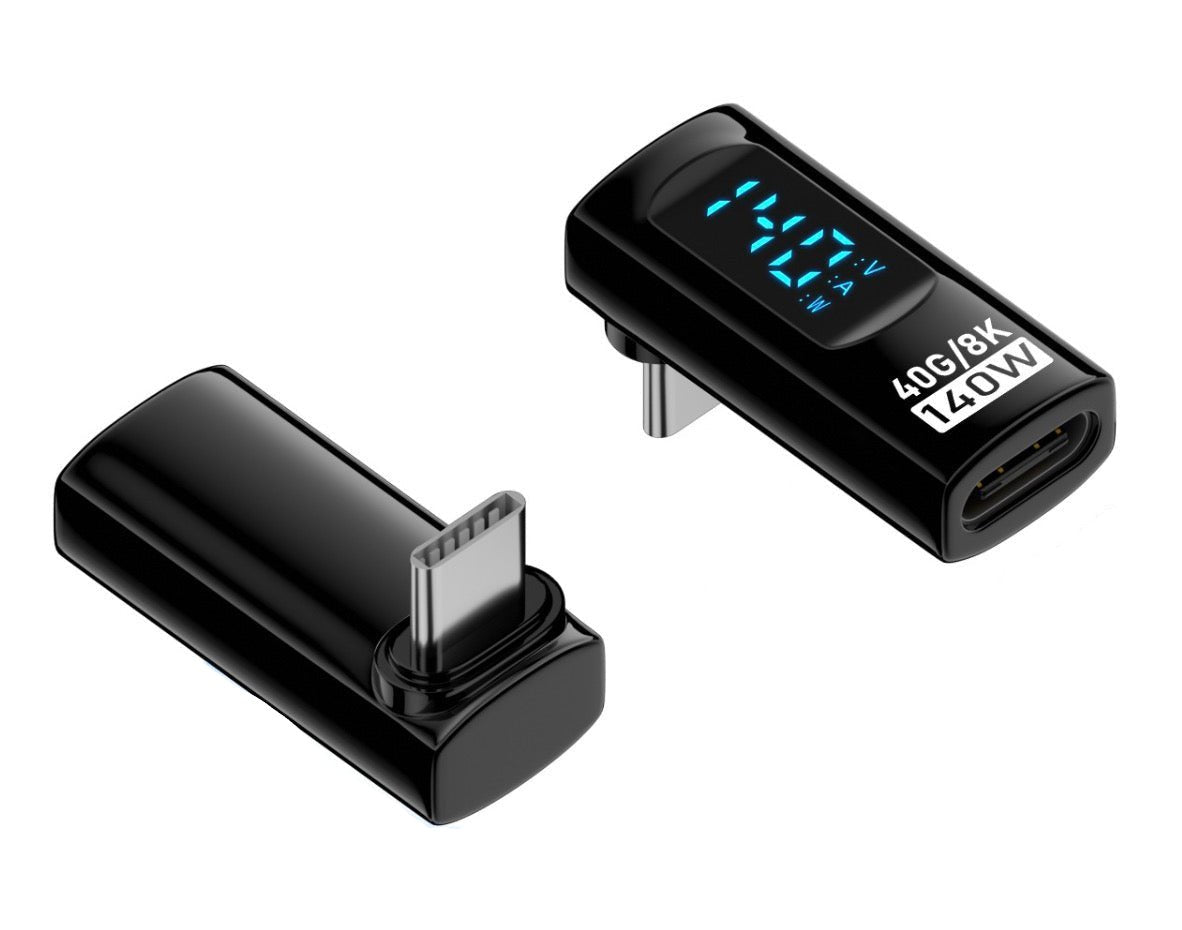 USB-C male to female smart LED extension adapter with voltage display