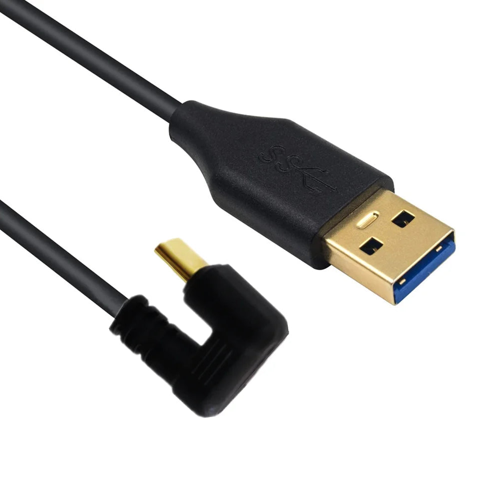 USB-A to USB-C U-shaped right-angle cable for fast data transfer and charging